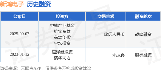 【投融资动态】新鸿电子战略融资<strong></p>
<p>方管</strong>,融资额数亿人民币,投资方为中核产业基金、杭实资管等:方管